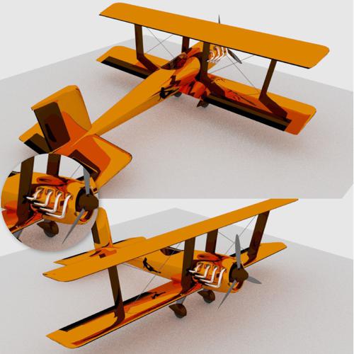 metallic Biplane with multiple exaust preview image